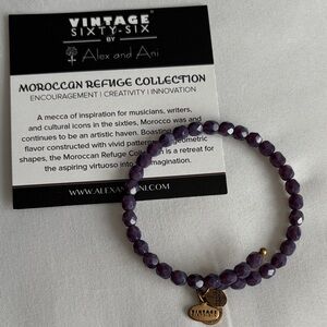 Alex and Ani Vintage 66 Amethyst Beaded Bracelet
